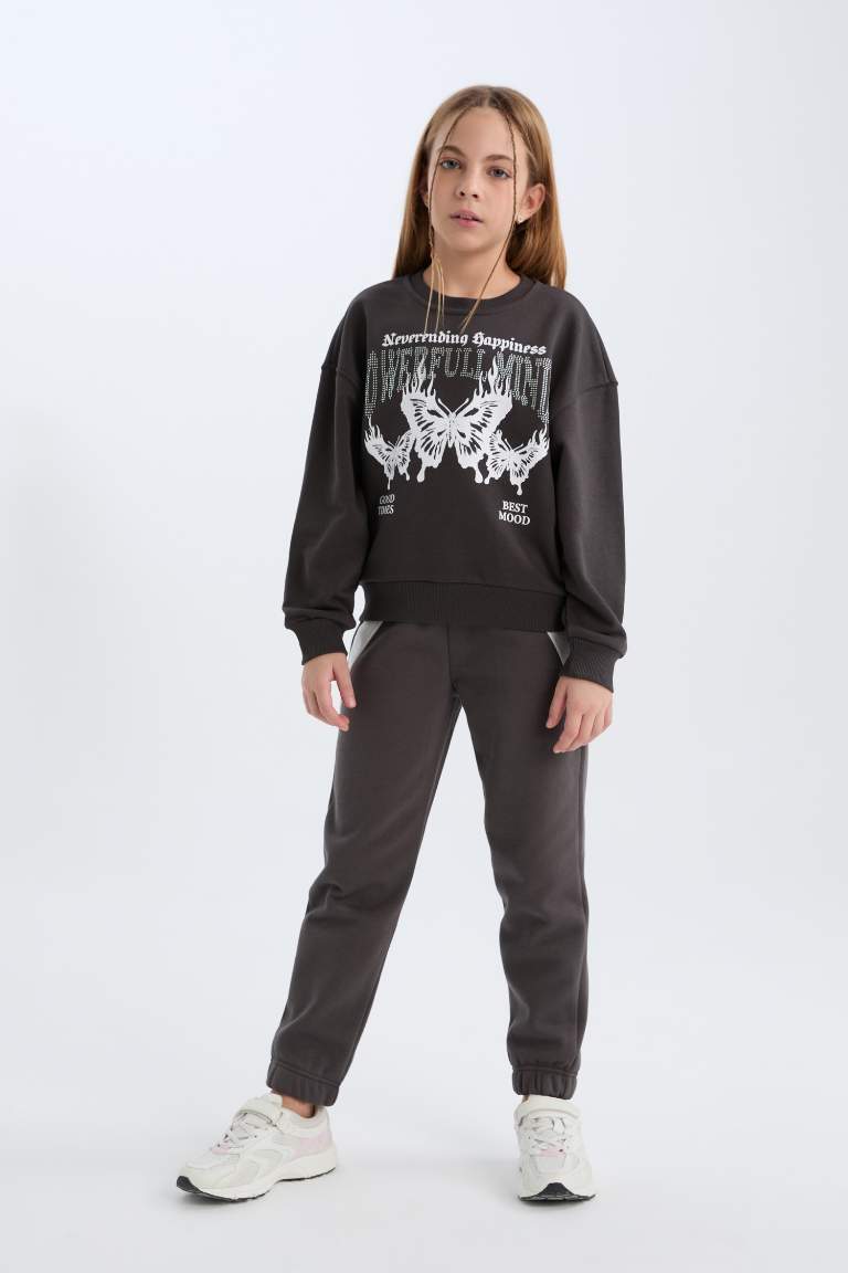 Sweatshirt Oversize à Col rond imprimé pour Fille