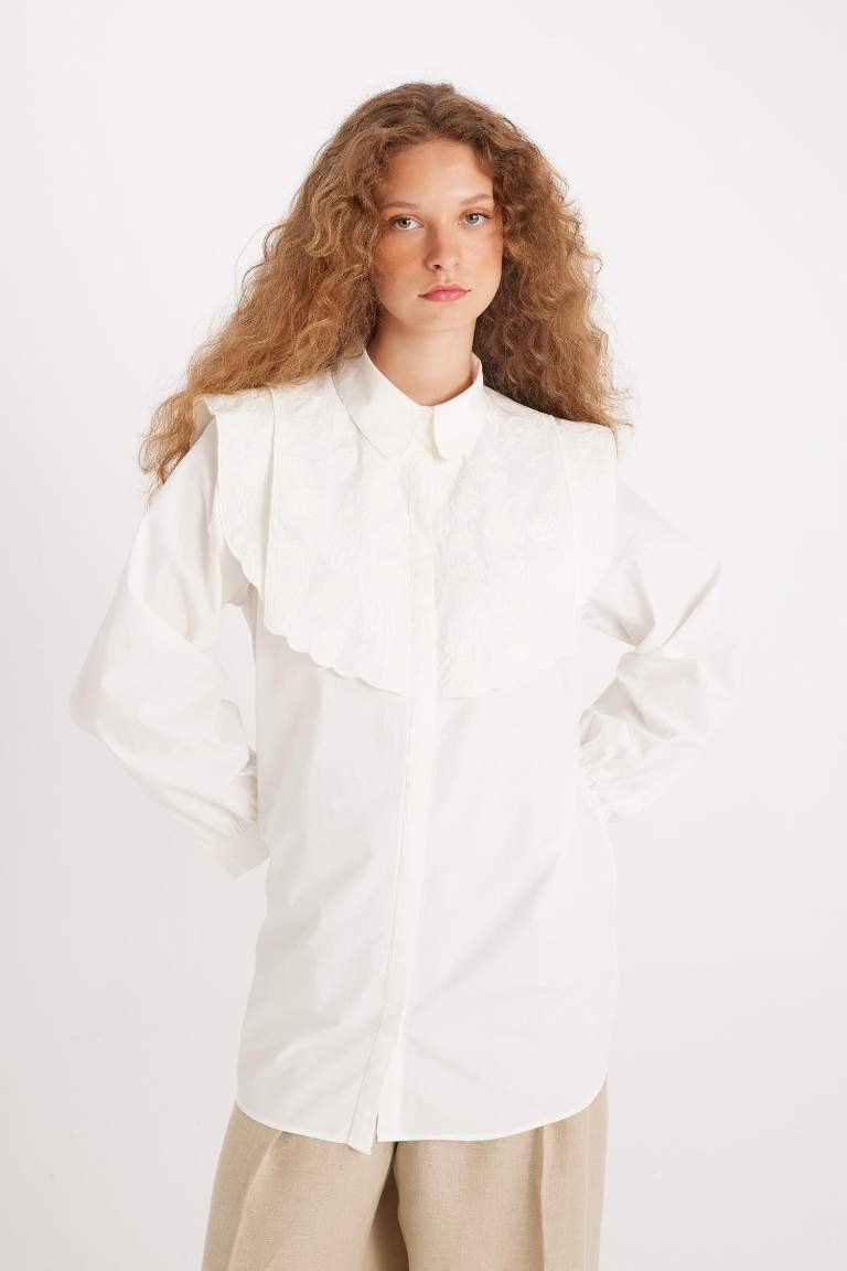 Manuka x DeFacto Poplin Basic Düz Uzun Kollu Gömlek Tunik