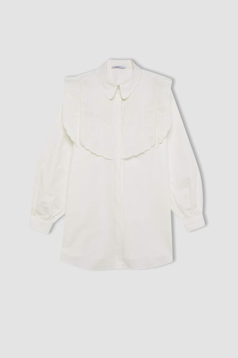 Manuka x DeFacto Poplin Basic Düz Uzun Kollu Gömlek Tunik