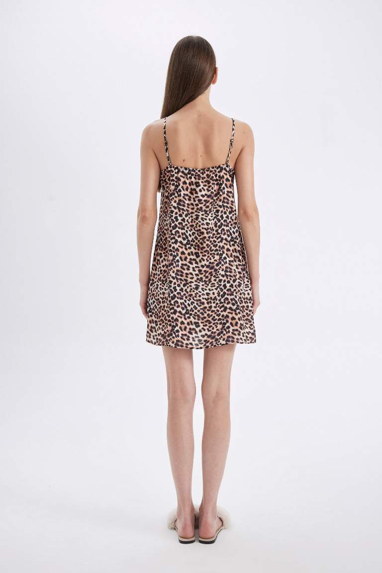 Fall in Love Leopard V-Neck Satin Strap Nightgown