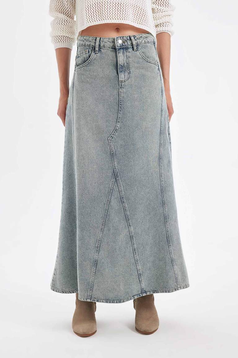 Jupe maxi en jean avec poches