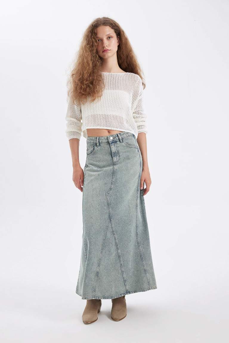 Jupe maxi en jean avec poches