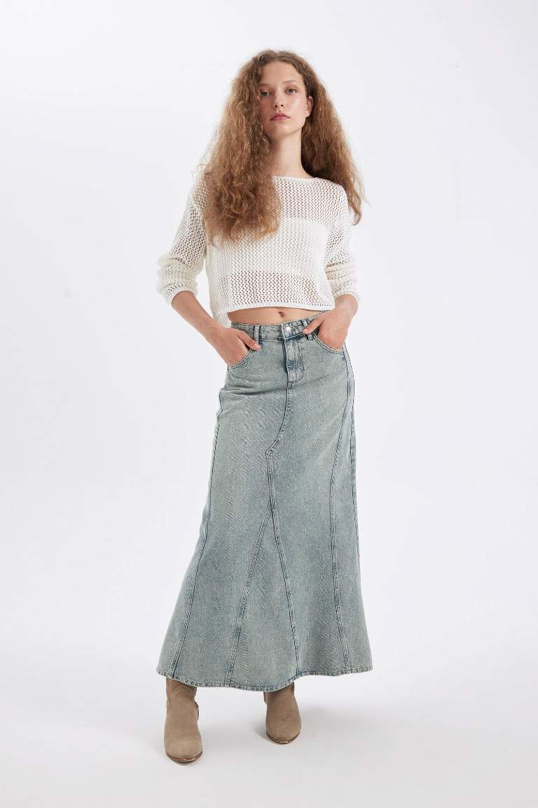 Jupe maxi en jean avec poches