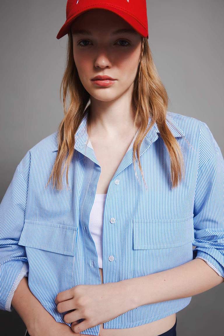 Oversize Fit Striped Poplin Shirt