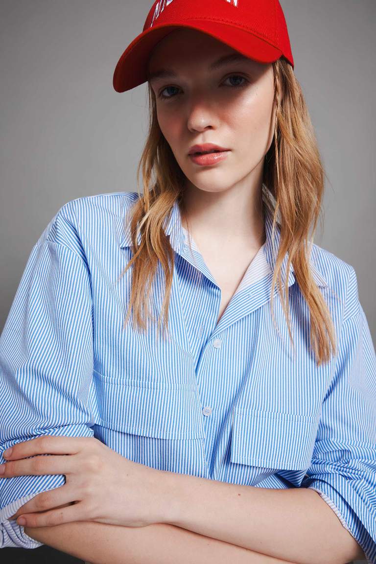 Oversize Fit Striped Poplin Shirt