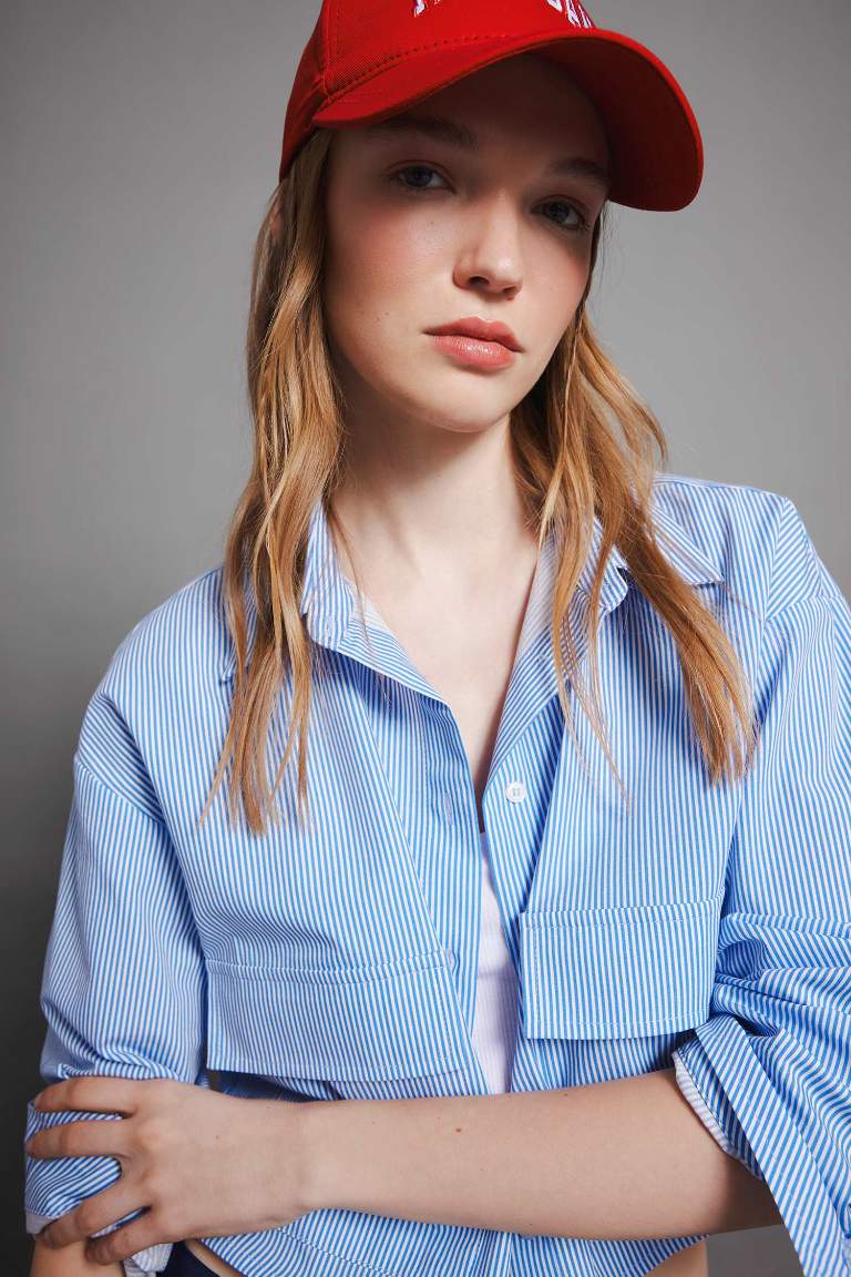 Oversize Fit Striped Poplin Shirt