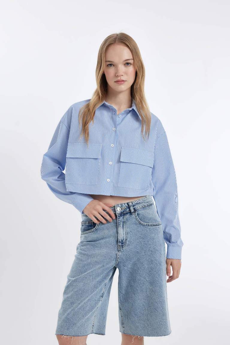 Oversize Fit Striped Poplin Shirt