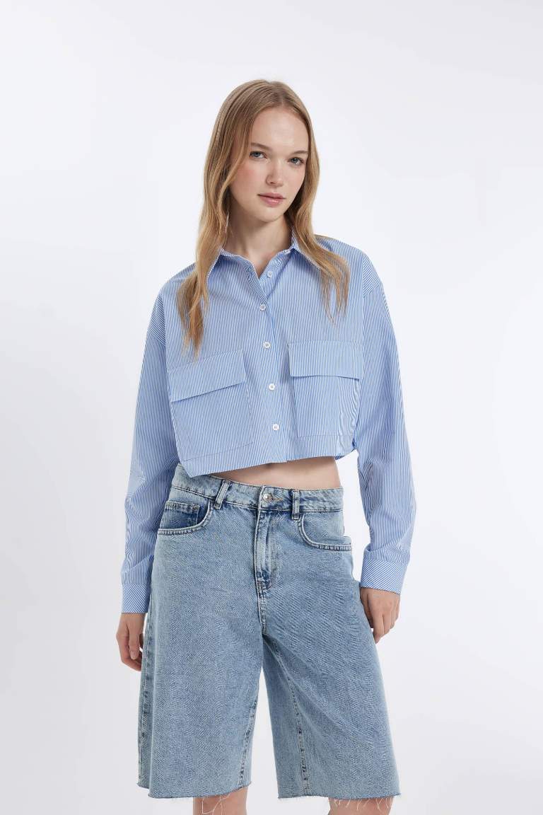 Oversize Fit Striped Poplin Shirt