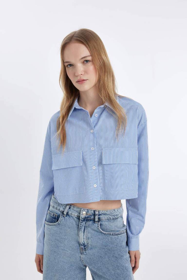 Oversize Fit Striped Poplin Shirt