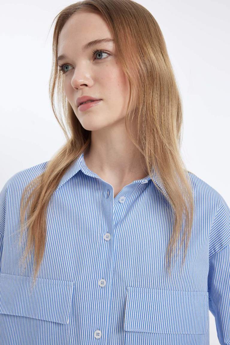 Oversize Fit Striped Poplin Shirt