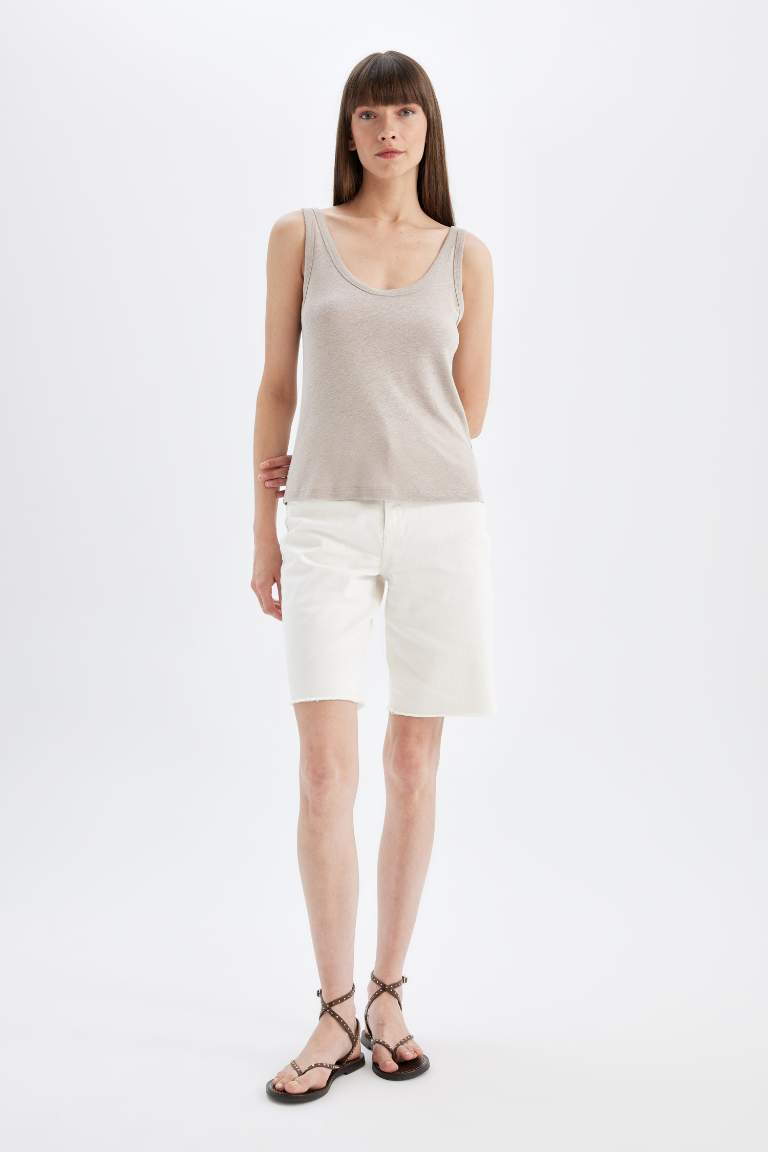 Regular Fit Linen Blend Tank Top