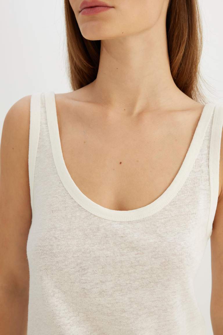 Regular Fit Linen Blend Tank Top