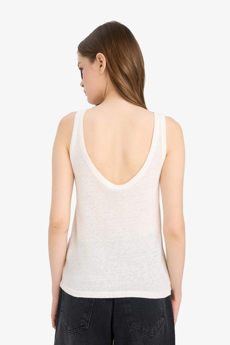 Regular Fit Linen Blend Tank Top