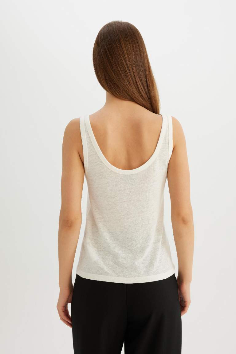 Regular Fit Linen Blend Tank Top