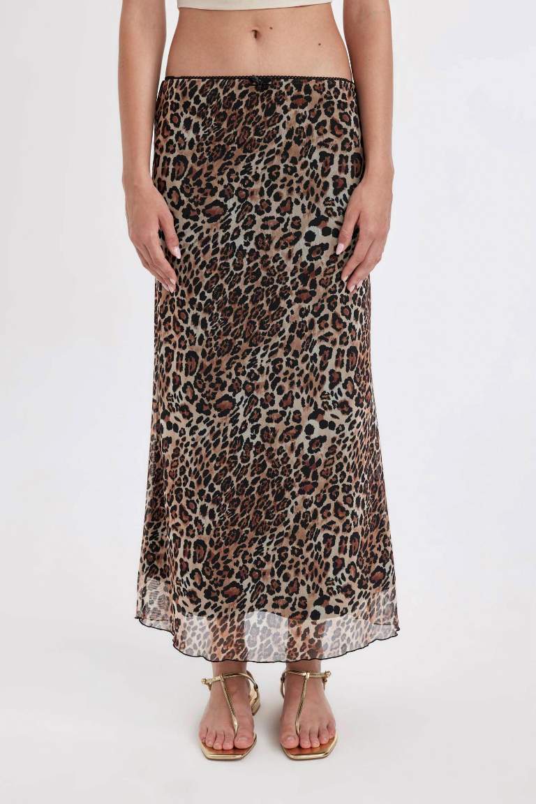 leopard a сызығы мақта астары максималды ұзындық Трикотаж юбка