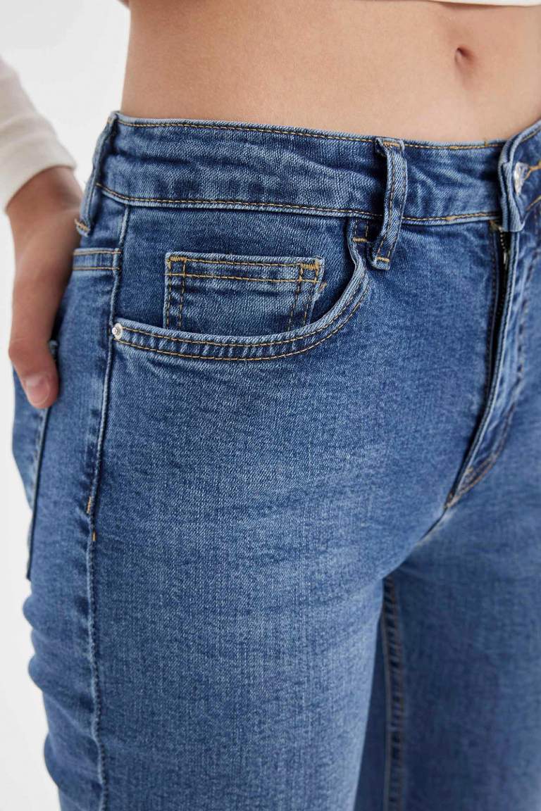 Pantalon Jean à taille normale, délavé