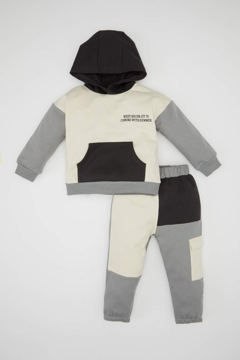 Baby Boy Hooded Printed Sweatshirt Sweatpants 2 Piece Set