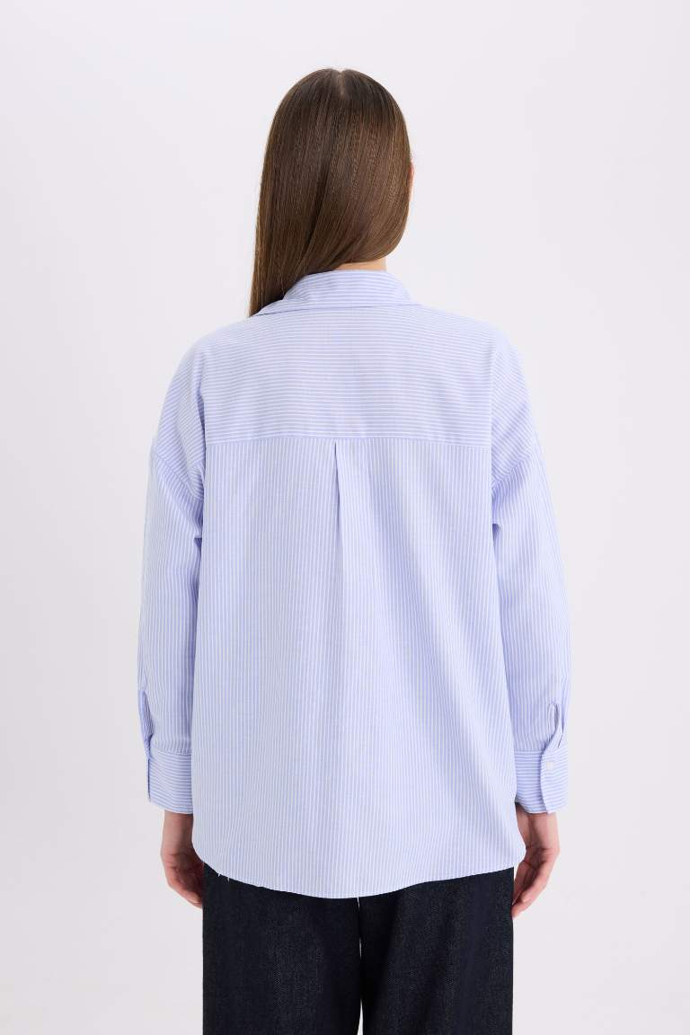 Chemise Oxford oversize rayée à manches longues