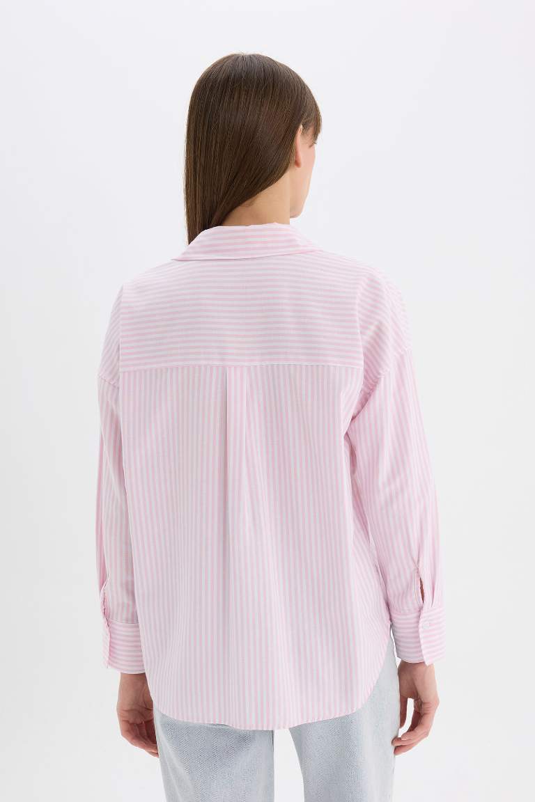 Chemise oxford oversize rayée à manches longues