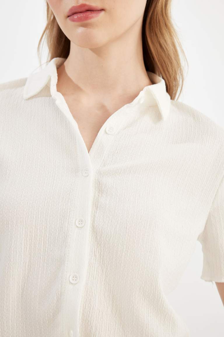 Fitted Wrinkled Short Sleeve Shirt