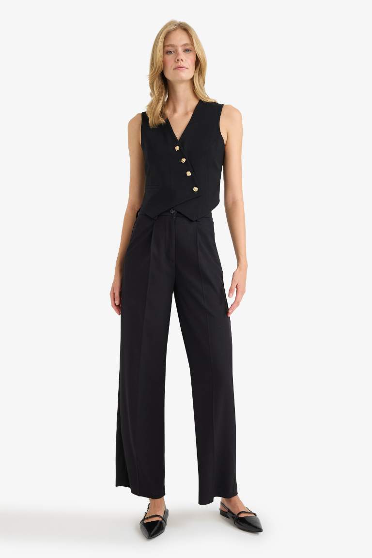 Regular Fit V Yaka Tensel Blazer Yelek