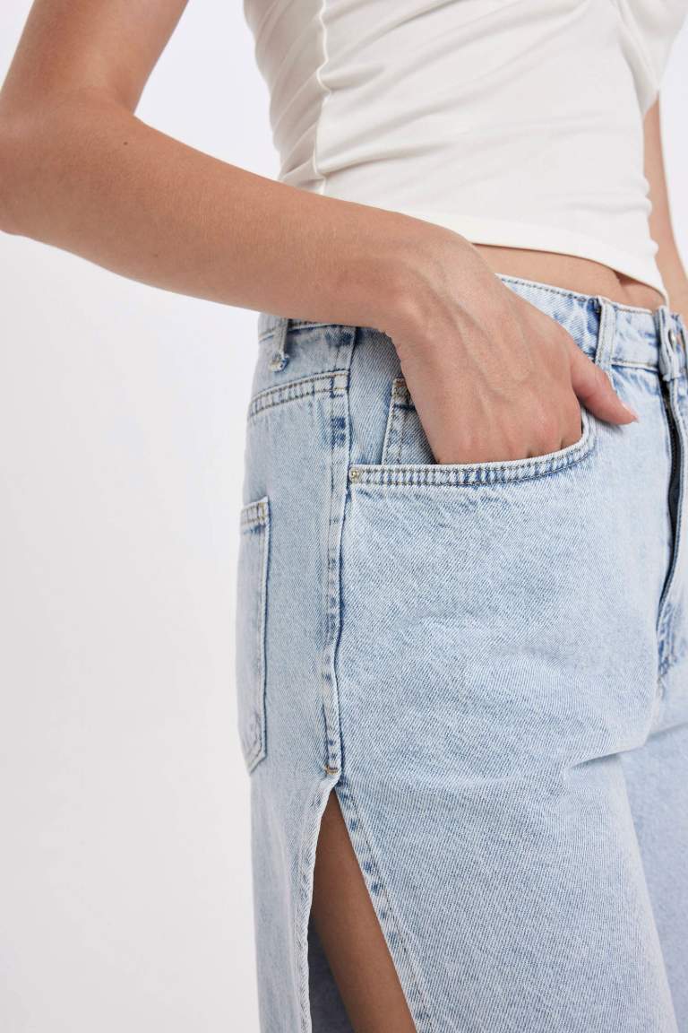 High Waist Jean Bermuda Shorts