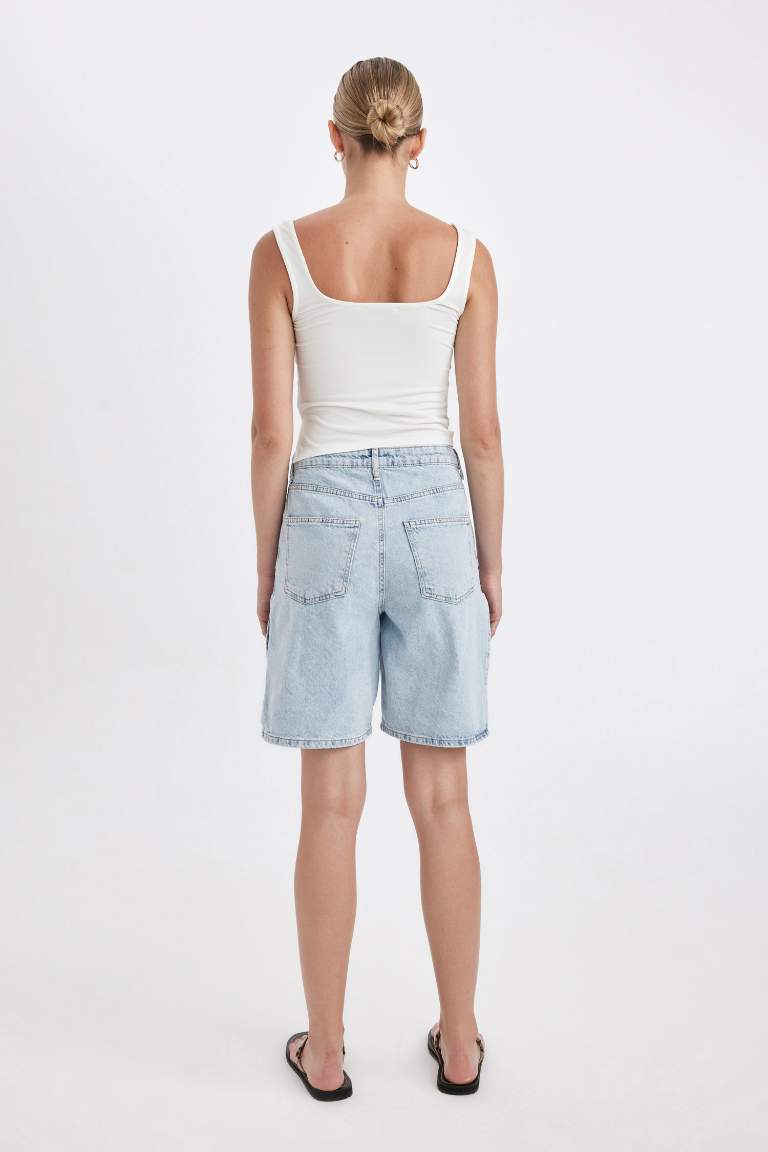 High Waist Jean Bermuda Shorts