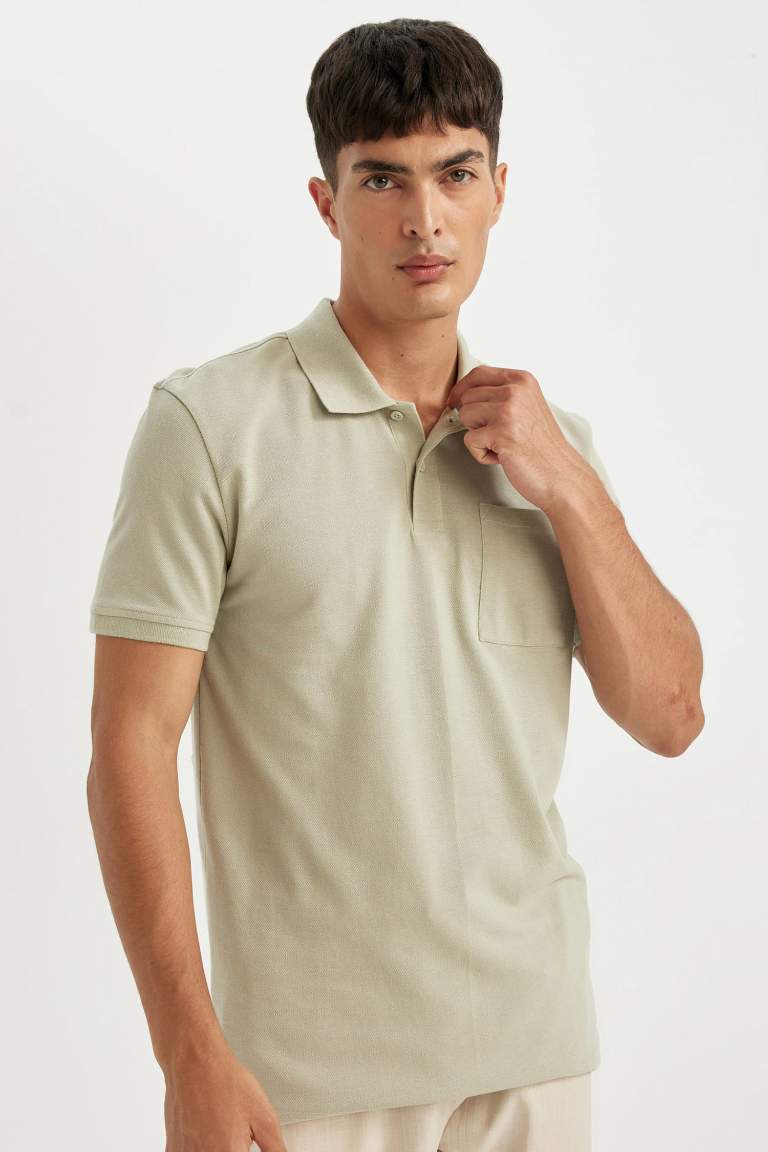 New Regular Fit Polo Collar Pique Polo T-Shirt