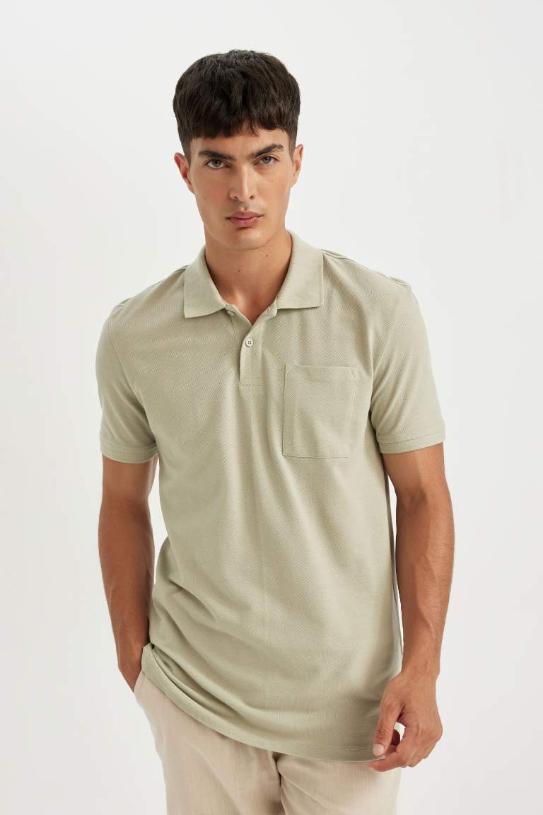 New Regular Fit Polo Collar Pique Polo T-Shirt