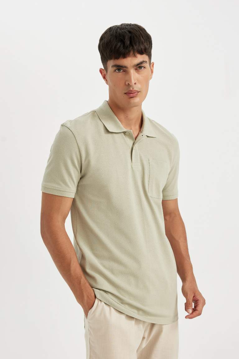 New Regular Fit Polo Collar Pique Polo T-Shirt