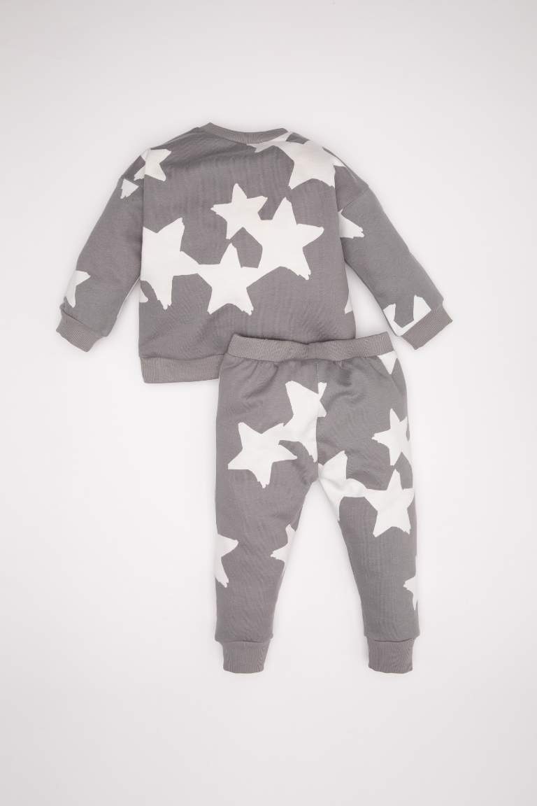 Baby Boy Star Patterned Sweatshirt Sweatpants 2 Piece Set