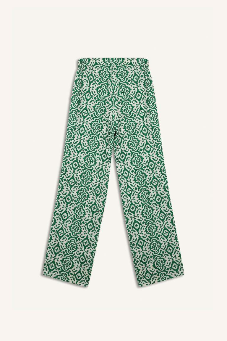 Regular Fit Geniş Bol Paça Desenli Palazzo Pantolon