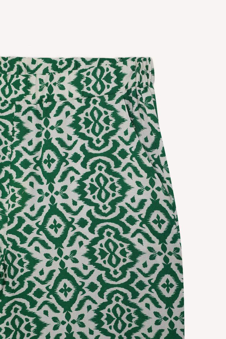 Regular Fit Geniş Bol Paça Desenli Palazzo Pantolon