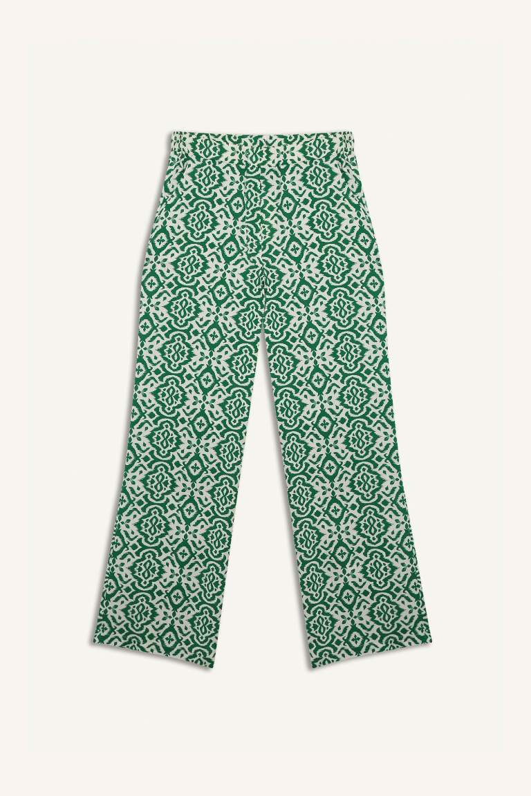 Regular Fit Geniş Bol Paça Desenli Palazzo Pantolon