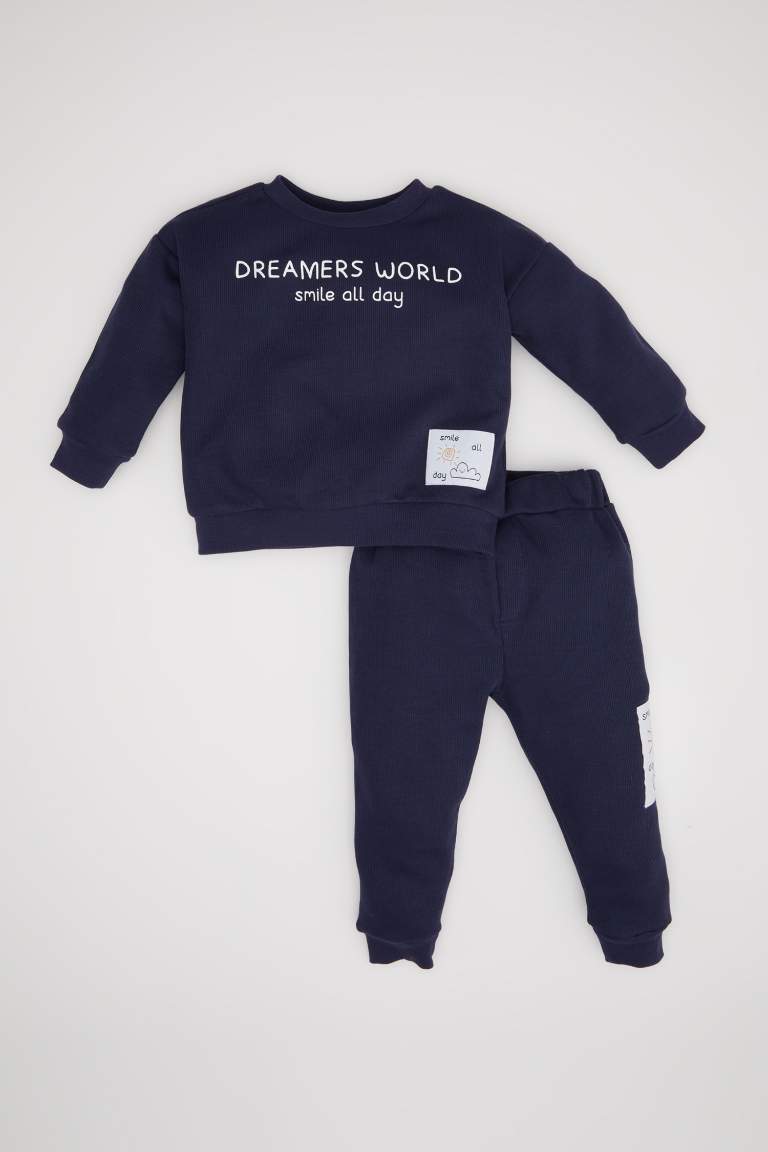 Baby Boy Label Printed Sweatshirt Sweatpants 2 Piece Set