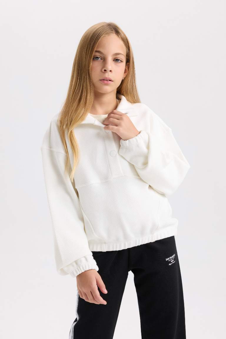 Sweat-shirt basique à Coupe décontractée et à Col montant pour Fille