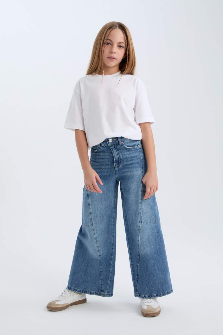 Pantalon Jean Cargo à jambes larges pour Fille