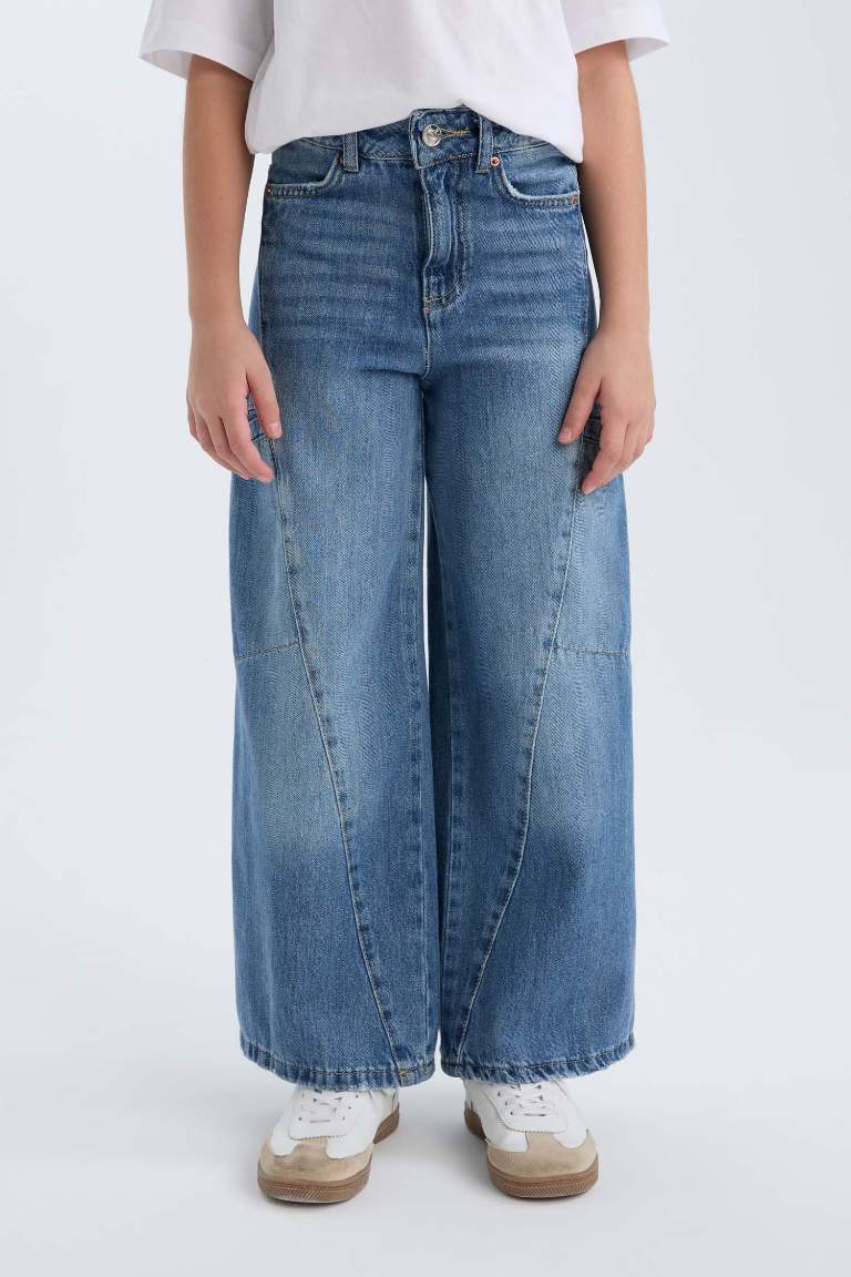 Pantalon Jean Cargo à jambes larges pour Fille