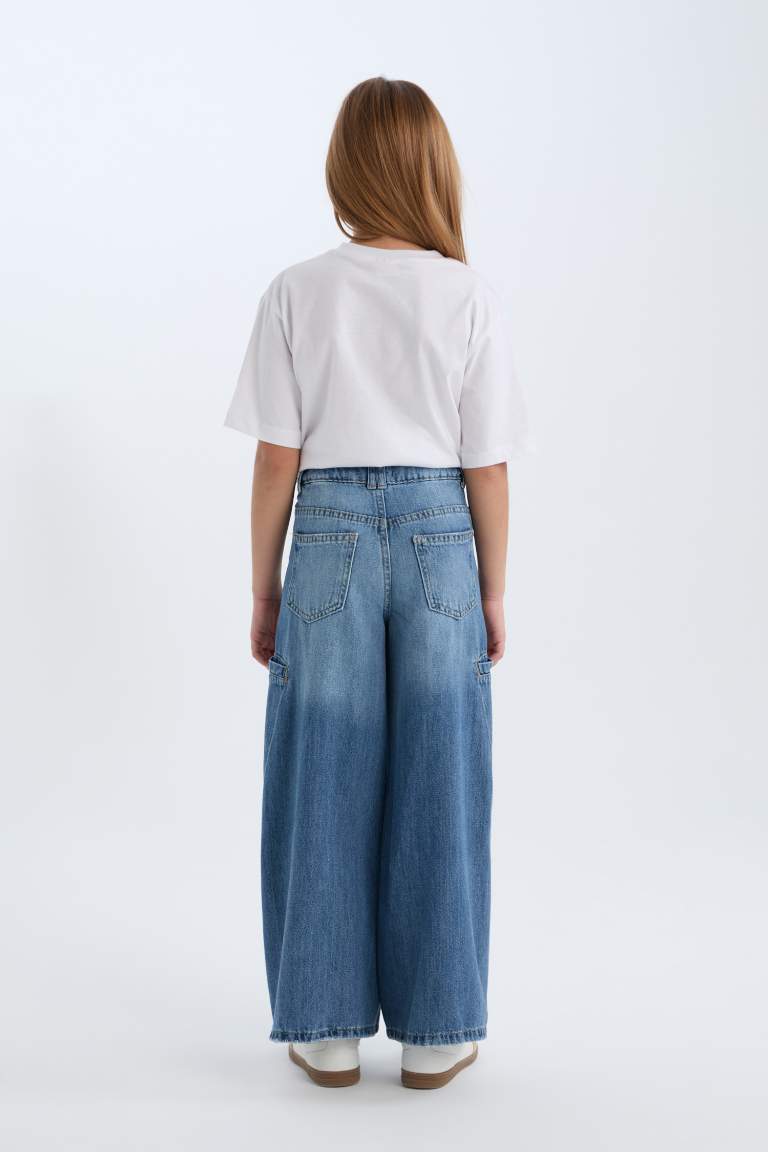 Girl Wide Leg Cargo Jeans