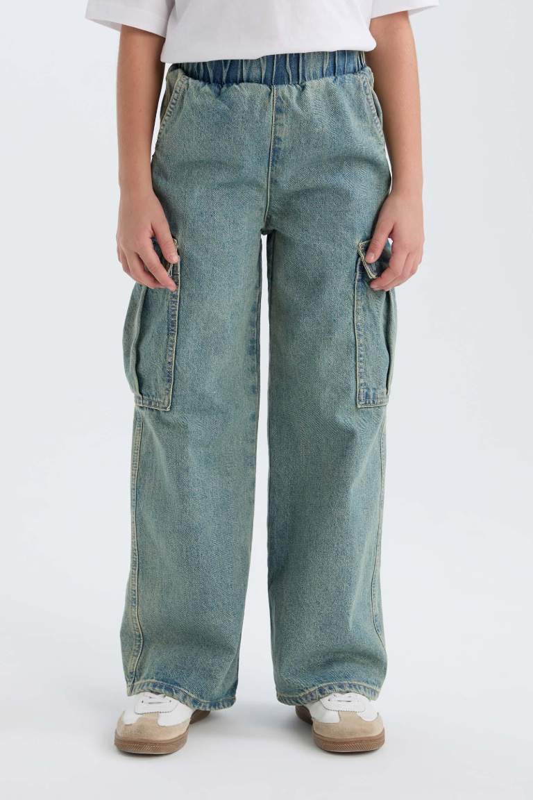 Girl Wide Leg Cargo Jeans