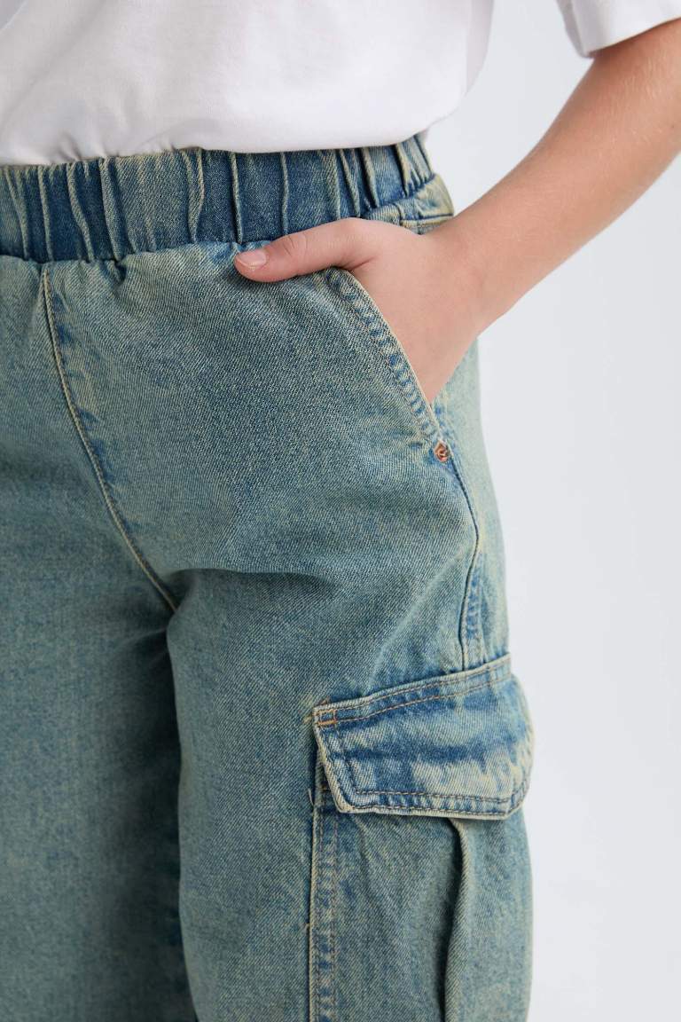Girl Wide Leg Cargo Jeans