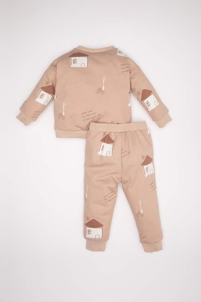 Baby Boy Patterned Sweatshirt Sweatpants 2 Piece Set