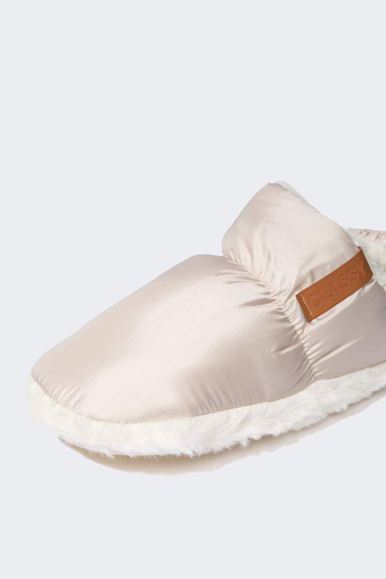 Woman Parachute Fabric Inside Plush Home Slippers