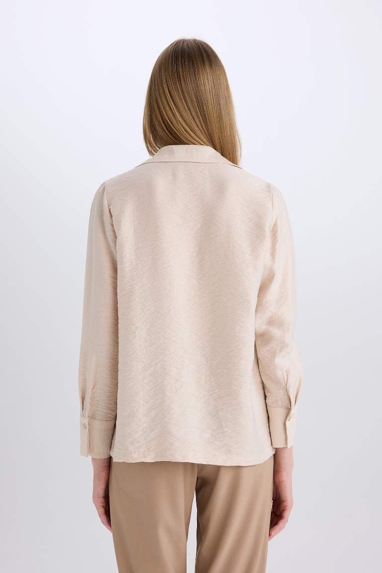 Oversized Basic Double Pocket Viscose Shirt