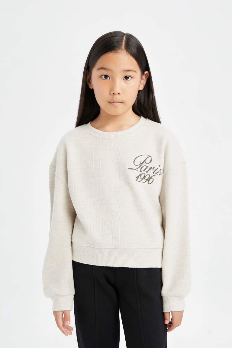 Girl Relax Fit Slogan Printed Knitwear Sweatshirt