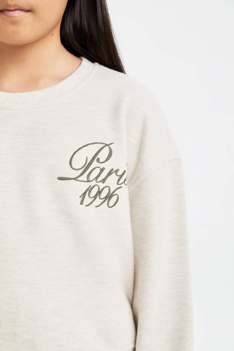 Girl Relax Fit Slogan Printed Knitwear Sweatshirt