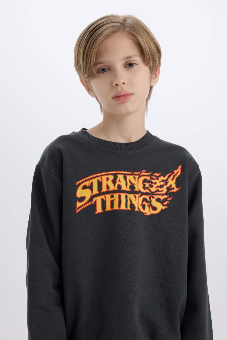 Sweatshirt Stranger Things en Tissu épais à Coupe régulière et Col rond