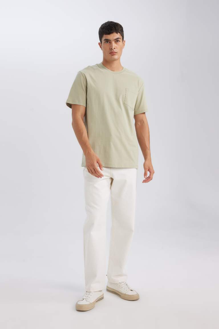 Regular Fit Crew Neck Pocket Detailed Basic T-shirt