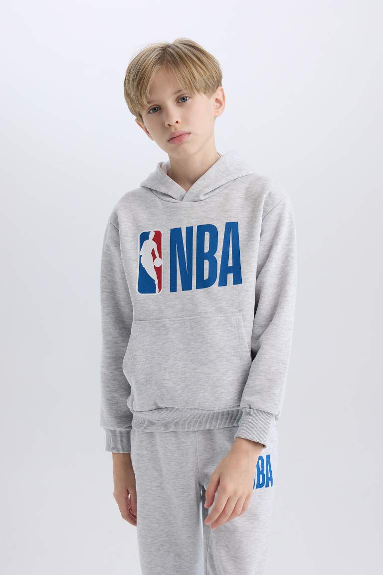 Boy NBA Wordmark Hooded Thick Sweatshirt