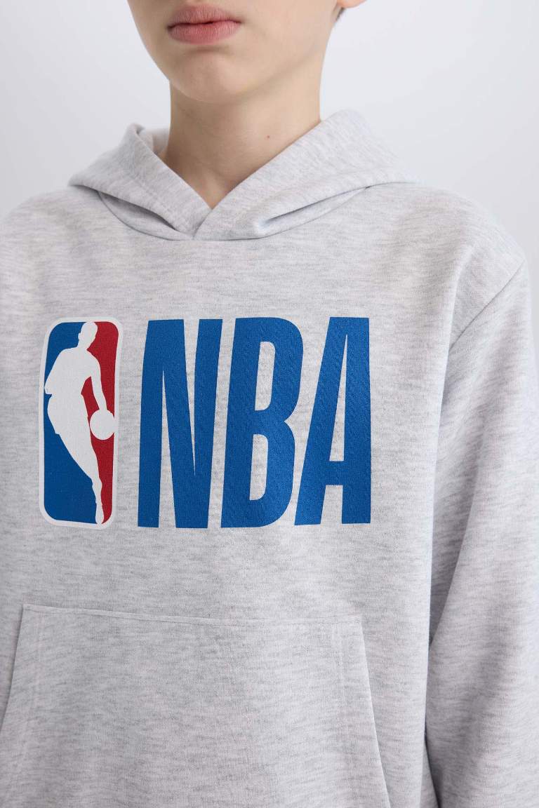 Boy NBA Wordmark Hooded Thick Sweatshirt